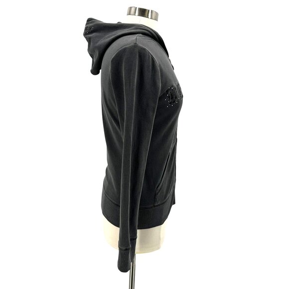 Vintage Vertigo Paris Womens Medium Hoodie Embroidered Studded Zipper Y2K - Picture 4 of 8